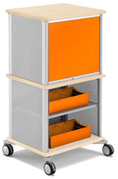 Подвижный стеллаж-башня Moll Picco Mobil maple/orange