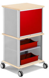 Подвижный стеллаж-башня Moll Picco Mobil maple/red