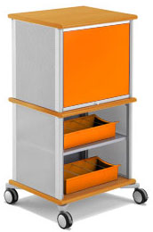 Подвижный стеллаж-башня Moll Picco Mobil red beech/orange